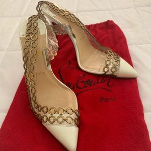 Christian Louboutin heels in white and gold